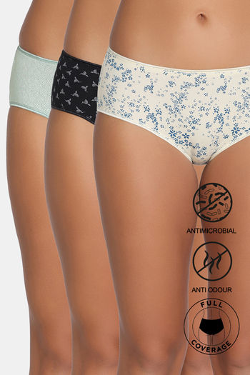 Buy Zivame Low Rise Full Coverage Hipster Panty  (Pack of 3) - Multicolor